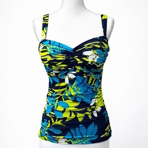 Coco Reef Bra Sized Tankini Top Underwire Molded Cups Tie Back NWT 36D